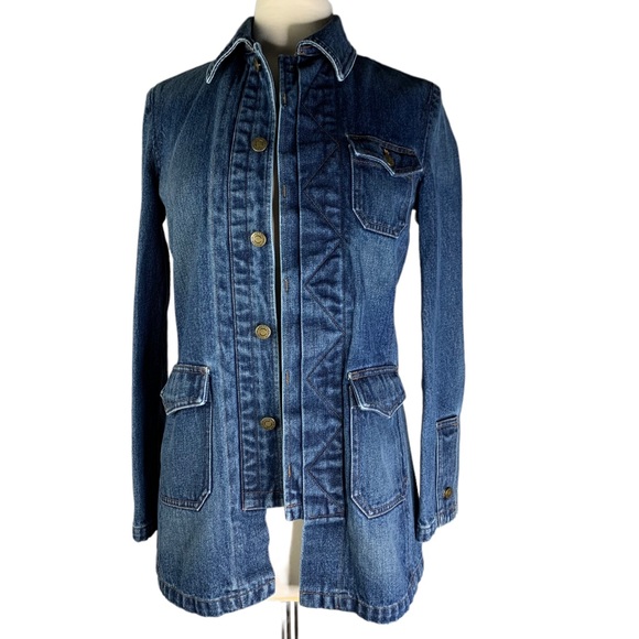 Ralph Lauren Women’s Denim Shacket with 3 Pockets Figure Flattering Small Petite